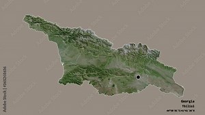 Ajaria, autonomous republic of Georgia, with its capital, localized, outlined and zoomed with informative overlays on a satellite map in the Stereographic projection. Animation 3D Stock Video