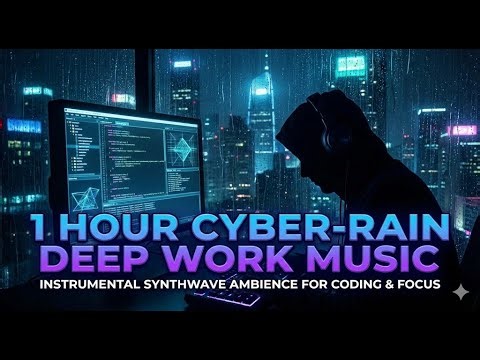1 HR Rainy Night Synth Ambience | Electronic Instrumental for Creative Work Flow State Productivity