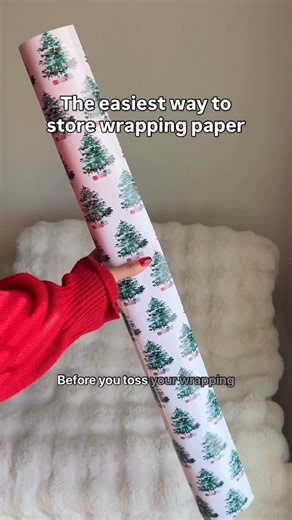 Homeaglow on Instagram: "Wrapping paper tears easily when it’s stored the wrong way. This simple trick helps keep rolls clean, dust-free, and ready to use next year. Small habits like this make post-holiday cleanup so much easier. #holidaycleanup #organizationtips #storagehacks #homeorganization #seasonalstorage"