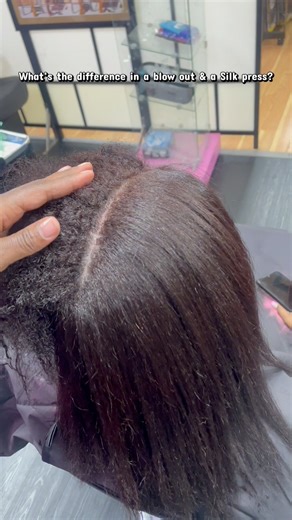What’s the difference in a “Blow Out” and a “Silk Press”?? 👉Blow Out… depending on the type of hair you have may still be textured a bit… to pull the hair straight only a Blow Dryer and a brush is used!! 🙂 👉Pressed out/ Silk Pressed hair should be more sleek… & Silk like. After a Blow Dry a hot tool of some sort is used to press the hair flatter 🙂 #727Hair #813Hair | Christen Kristeena