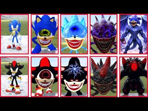 ALL SHIN SONIC MONSTER VS SHADOW SONIC CURSED FINAL TRANSFORMATION FIGHT | GMOD