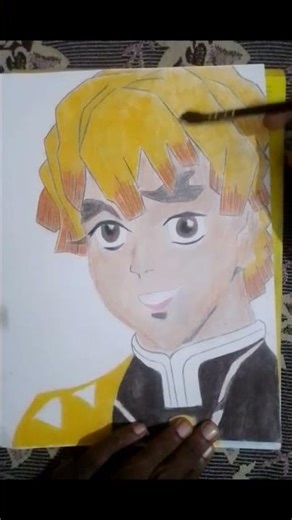 Coloring Zenitsu from Demonslayer #Demonslayer #shorts #drawing