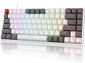 RedThunder K84 Mechanical Gaming Keyboard, 75% Ultra-Compact TKL Mini Keyboard, RGB Hot-Swappable Silent Red Switches for PC/MAC/PS4/PS5/XBOX Gamer (Grey/White)