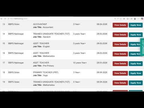 RESIDENTIAL BAL BHARTI PUBLIC SCHOOLS VACANCIES 2026