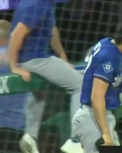 Alex Call leg took out Shohei Ohtani right elbow when he somewhat carelessly jumped over the dugout.