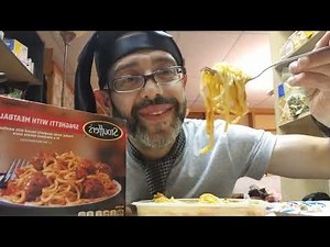 ASMR. Eating Stouffer's Spaghetti with Meatballs.