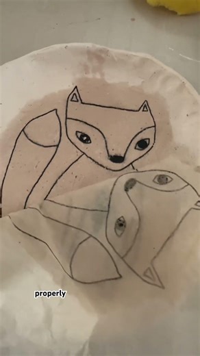 Making cute ceramic plates with my fox design underglaze transfer paper #studio #ceramics #pottery