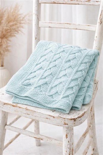 Knitted Baby Blanket Pattern 40x40 in | Cable Knit Afghan | Easy–intermediate PDF | Cozy Nursery Throw - Etsy UK