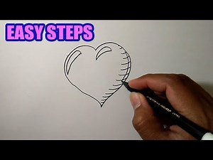 How to draw a 3d heart step by step easy (SIMPLE STEPS)