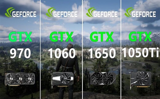 GTX 970 vs GTX 1060（3G） vs GTX 1650 vs GTX 1050Ti 显卡性能测试对比（CPU为i5-9400F）60帧视频