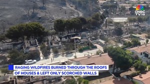 Drone footage shows homes scorched by deadly wildfires in Turkey's Izmir region. The wildfire destroyed homes & forced evacuations in 4 villages & 3 neighbourhoods. Firefighters & aircraft continue to battle the blaze, driven by strong winds & extreme heat #Izmir #TurkeyWildfire #BreakingNews #Wildfire #CNBCTV18Digital #ClimateCrisis #Summer | CNBC-TV18