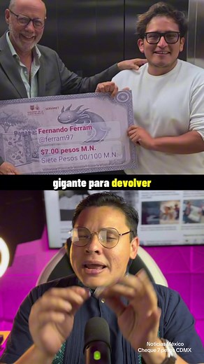 Hoy en noticias de México: gobierno de la CDMX imprime un cheque gigante para reembolsar 7 pesos a un usuario que no pudo entrar a los baños recién instalados de Clara Brugada para el mundial #viral #noticiasmexico #parati #cdmx #armandogalera