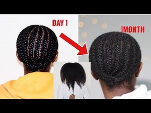 TAKING DOWN 1 MONTH OLD CORNROWS | 3 MONTHS HAIR GROWTH CHALLENGE