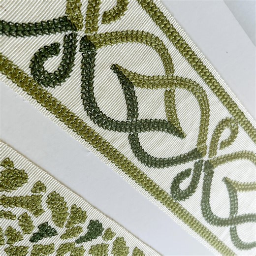 Green Embroidered Drapery Border Trim, Upholstery Tape, by the Yard - Etsy