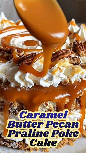 8K views · 48 reactions | 療 Caramel Butter Pecan Praline Poke Cake –...