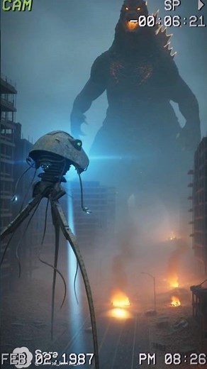 Godzilla Vs Alien Tripods (AI version) #vs #horror #godzilla #scary #brainrot #fighting