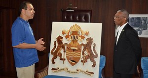 President receives wooden Coat of Arms  - Guyana Chronicle