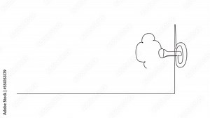 Self drawing animation of single line draw old key in keyhole. Concept, symbol and idea for history, business, security. Sale and purchase concept. Continuous line draw. Full length animated