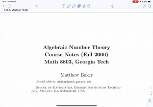 Algebraic Number Theory代数数论Georgia tech笔记（合辑）