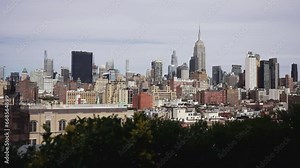 New York City skyscrapers epic view from balcony Stock Video
