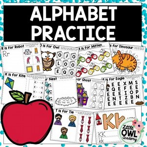 Alphabet Practice Packet Including Letter Recognition and Letter Writing Pages