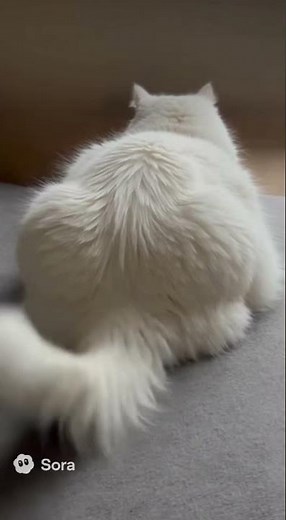 Chubby White Cat Gets Moody | Realistic Tail Flick Animation #anime #cat #tail #cute