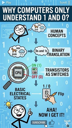 Why only binary language for computers ...!#binarycode #computerscience #basicknowledge #shorts