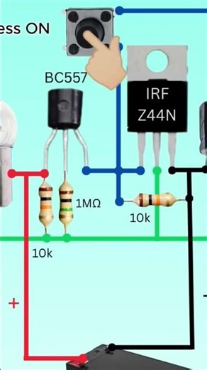 12v latching switch using bc557+irfz44n