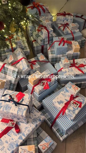 jocelyn castillo on Instagram: "Blue is the season, love is the reason 💍🎄✨ I wanted to create a holiday theme that truly represented this year for us, and of course something blue had to be the star after getting engaged. I couldn’t resist adding the “Pin for Love” Labubu from @popmart to make it feel extra special and perfectly on theme. I was on the hunt for wrapping paper that felt both blue and festive, and of course @tjmaxx came through with all three patterns. Honestly… this might be my 