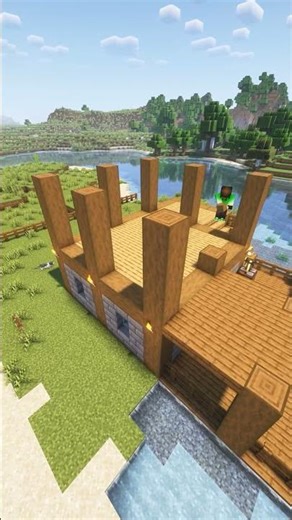 Lakeside House tutorial in Minecraft #minecraft #minecraftshorts #minecraftbuilding