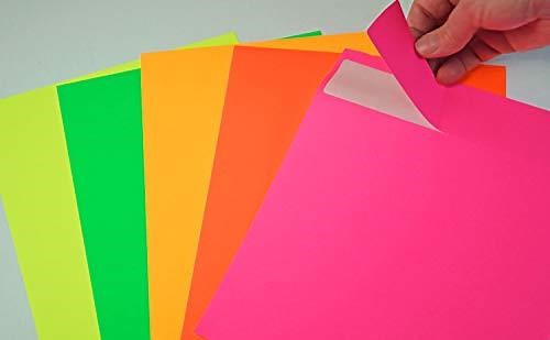 Fluorescent Color Labels Yellow, Green, Orange, Red and Pink