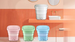 Watch Portable Mini Folding Washing Machine with Spin Dryer on Amazon Live