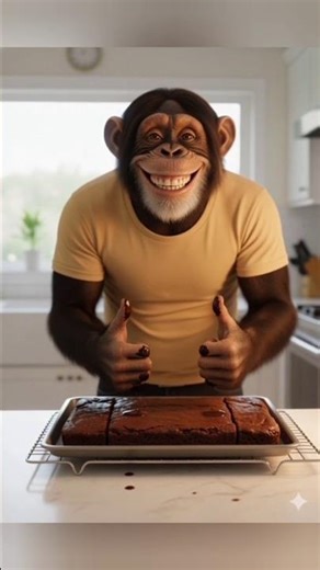 Chimpanzee Makes Chocolate Brownie | Cute Monkey Cooking Story