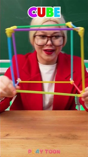 Create Awesome 2D & 3D Shapes with STRAWS! Fun Geometry Challenge! 🎉📏 #Shorts