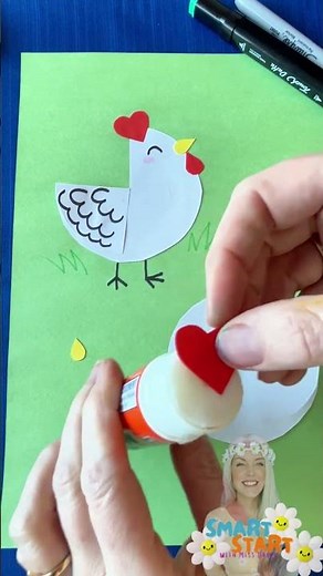 Easy Paper Chicken Craft for Kids 🐔 | Shape Craft | Circle + Heart + Teardrop