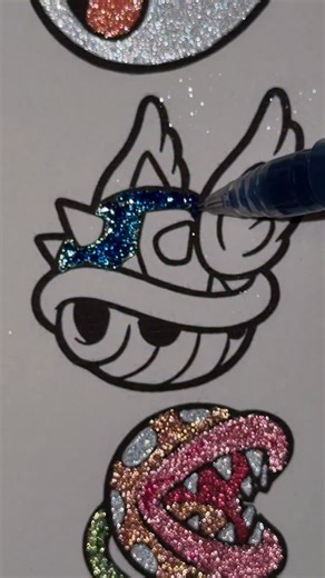 @coloringxgirlx on Instagram: "Blue Shell 🏎️💙💥💀 #mariokart #supermario #art #satisfying #coloring #glittercoloring #explore #90sbaby #y2k"