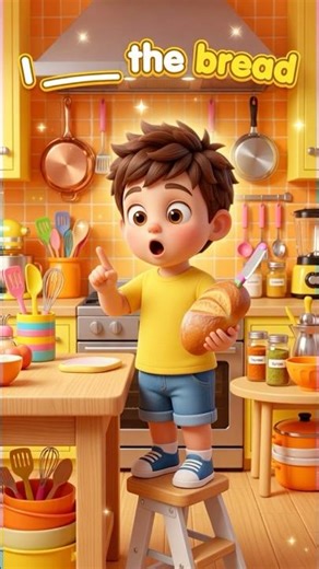 “Can You Fill the Blank?😲I __ the Bread🍞|#learnenglish #education #viral. British council kids