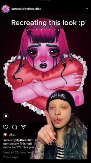 Recreated this pink demon by @serendipitytheartist #pinkdemon #makeuptutorial #demon #ThatCloseMessenger #foryoupage