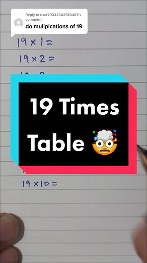 Replying to @user79332602510407 #timestables #19 #mathtrick #tipsandtricks