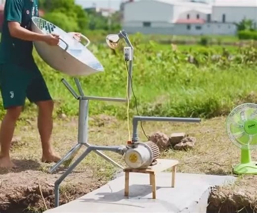 Central Asian Green University on Instagram: "🗣Green message: Can sunlight alone power a pump? A creative inventor built a DIY solar concentrator using mirrors and an old TV tube — claiming it could generate enough energy to run a motor pump. ⚡️Sounds amazing, right? Even if the setup hides extra power sources, the idea of turning sunlight into practical energy for heating, cooking, or distillation is truly inspiring! 💬What do you think, students — real innovation or just smart visual trickery