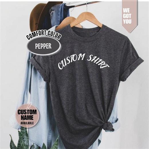 Custom Script T-shirt | Personalized Comfort Colors Tee, Minimalist Cotton Shirt - Etsy