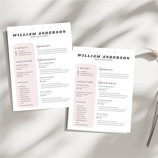Architect Resume Template – Modern Interior Designer CV | Canva Editable Resume - Etsy