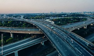 Time-lapse of traffic flow on a city highway