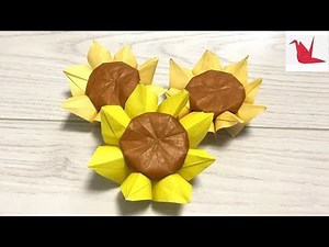 【折り紙】簡単に作れる夏の花 立体的なひまわりの折り方！ easy Origami Sunflower 【ワクワクenjoy-origami】