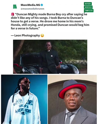 Burna Boy Rejected by Duncan Mighty — Photographer Leon Recalls Emotional Story