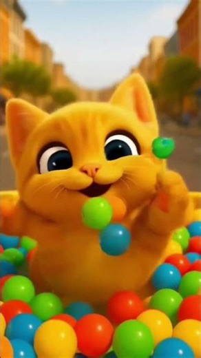 “Happy Bouncing Kitty in a Ball Pit”