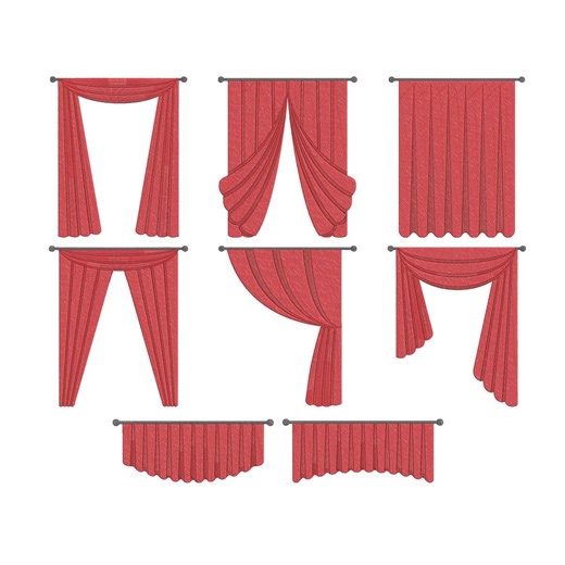 Curtain Drapery Window Clipart Embroidery Design Bundle, Home Décor Curtain Valance Drapes Machine Embroidery File, Instant Download, 9 Size - Etsy