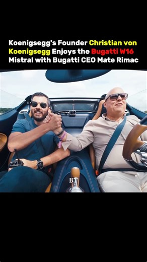 Billionaire Talks on Instagram: "An iconic moment! 🚗💨 Koenigsegg’s founder Christian von Koenigsegg takes the wheel of the Bugatti W16 Mistral alongside Bugatti CEO Mate Rimac — true legends sharing one ride. 🏁🔥 🎥: Top Gear #bugattichiron #koenigsegg #supercars #entrepreneursonig #viral #viralreels #wealth #motivation #fyp #cars #explorepage #buggati"