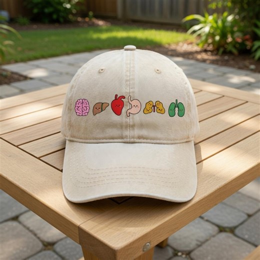 Embroidered Organ Friends Cap, Minimalist Anatomy Healthcare Hat, Medical Cap, Nursing School, Nurse Graduation Cap - Etsy