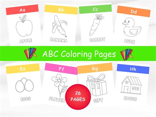ABC Coloring Pages for Kids | Alphabet Printable Learning Activity (PDF Download) - Etsy